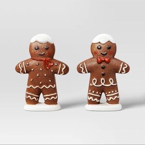 New Wondershop 2pk Christmas Ceramic Gingerbread Man Decor Figurine Set